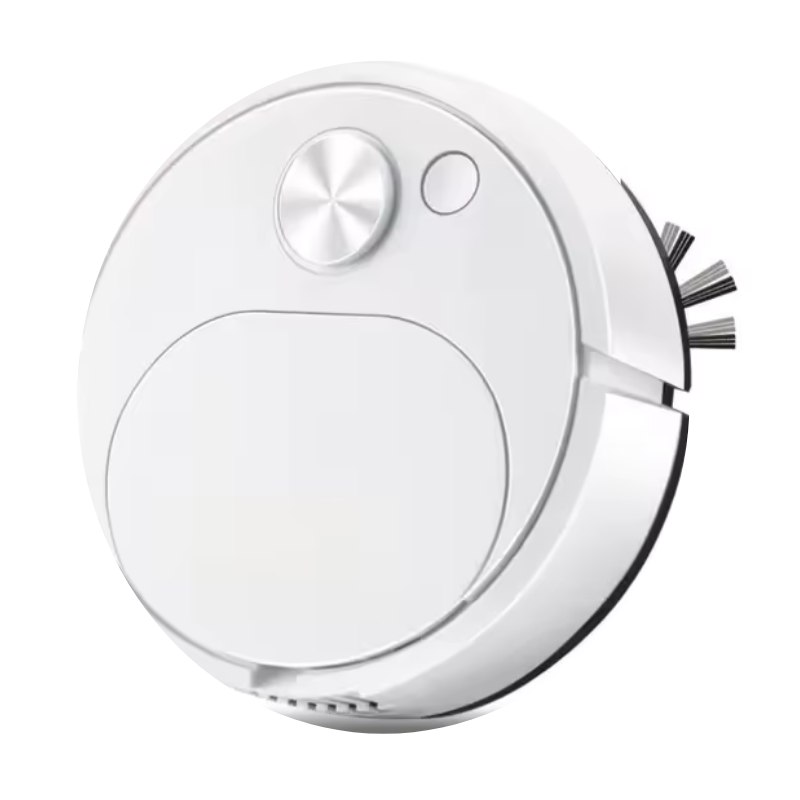 Robot aspirateur compact nettoyant un sol en carrelage